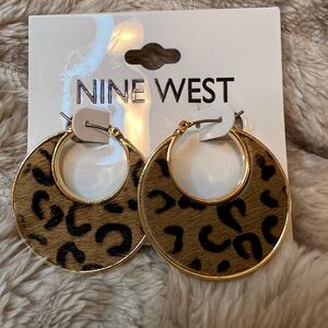Nine West Gold and Black Animal Print Earrings NWT